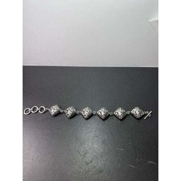 Bali Legacy Sterling Silver Toggle Clasp Square Bracelet 7.25 in - Picture 6 of 11